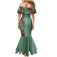 Women's Day Samoa Malu Tattoo Inspired Mix Teuila Family Matching Mermaid Dress and Hawaiian Shirt Sage Green LT7 - Polynesian Pride
