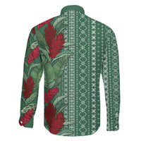 Women's Day Samoa Malu Tattoo Inspired Mix Teuila Family Matching Short Sleeve Bodycon Dress and Hawaiian Shirt Sage Green LT7 - Polynesian Pride