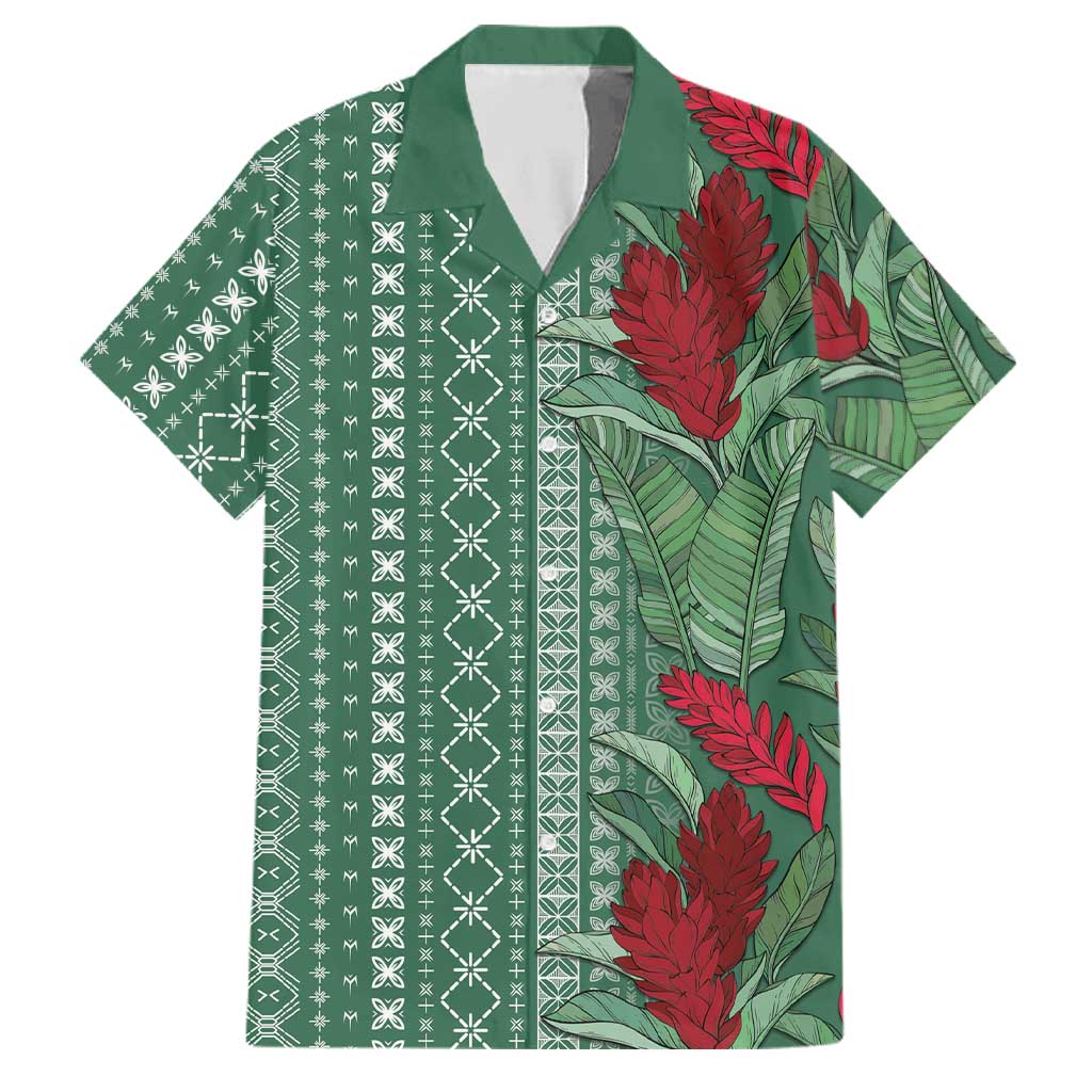 Women's Day Samoa Malu Tattoo Inspired Mix Teuila Family Matching Summer Maxi Dress and Hawaiian Shirt Sage Green LT7 Dad's Shirt - Short Sleeve Sage Green - Polynesian Pride