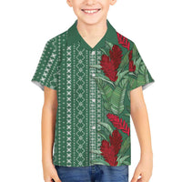 Women's Day Samoa Malu Tattoo Inspired Mix Teuila Family Matching Summer Maxi Dress and Hawaiian Shirt Sage Green LT7 Son's Shirt Sage Green - Polynesian Pride