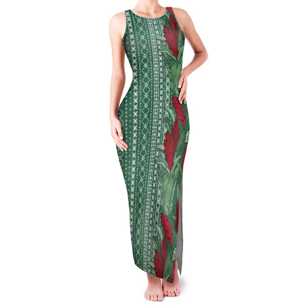 Women's Day Samoa Malu Tattoo Inspired Mix Teuila Family Matching Tank Maxi Dress and Hawaiian Shirt Sage Green LT7 Mom's Dress Sage Green - Polynesian Pride