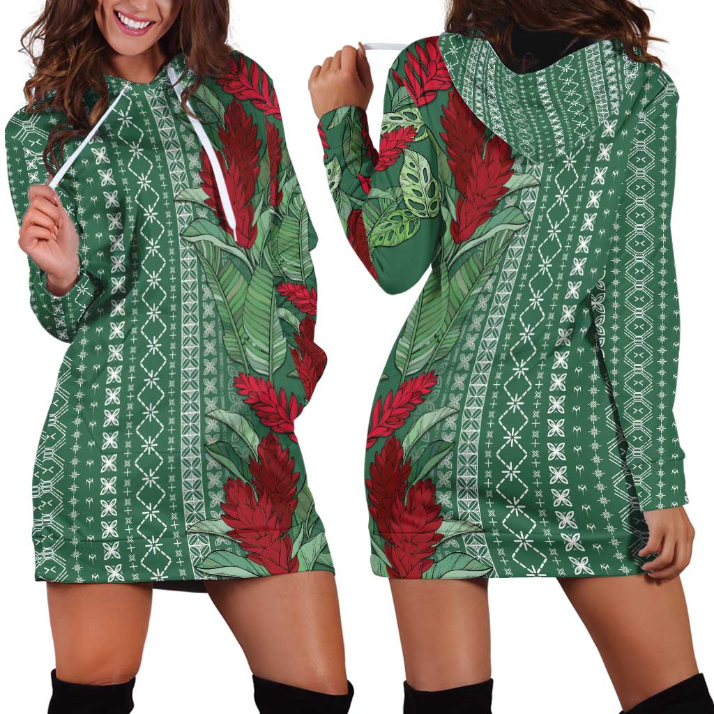 Women's Day Samoa Malu Tattoo Inspired Mix Teuila Hoodie Dress Sage Green