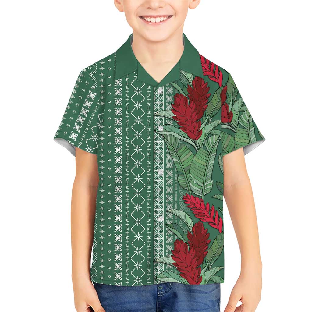 Women's Day Samoa Malu Tattoo Inspired Mix Teuila Kid Hawaiian Shirt Sage Green