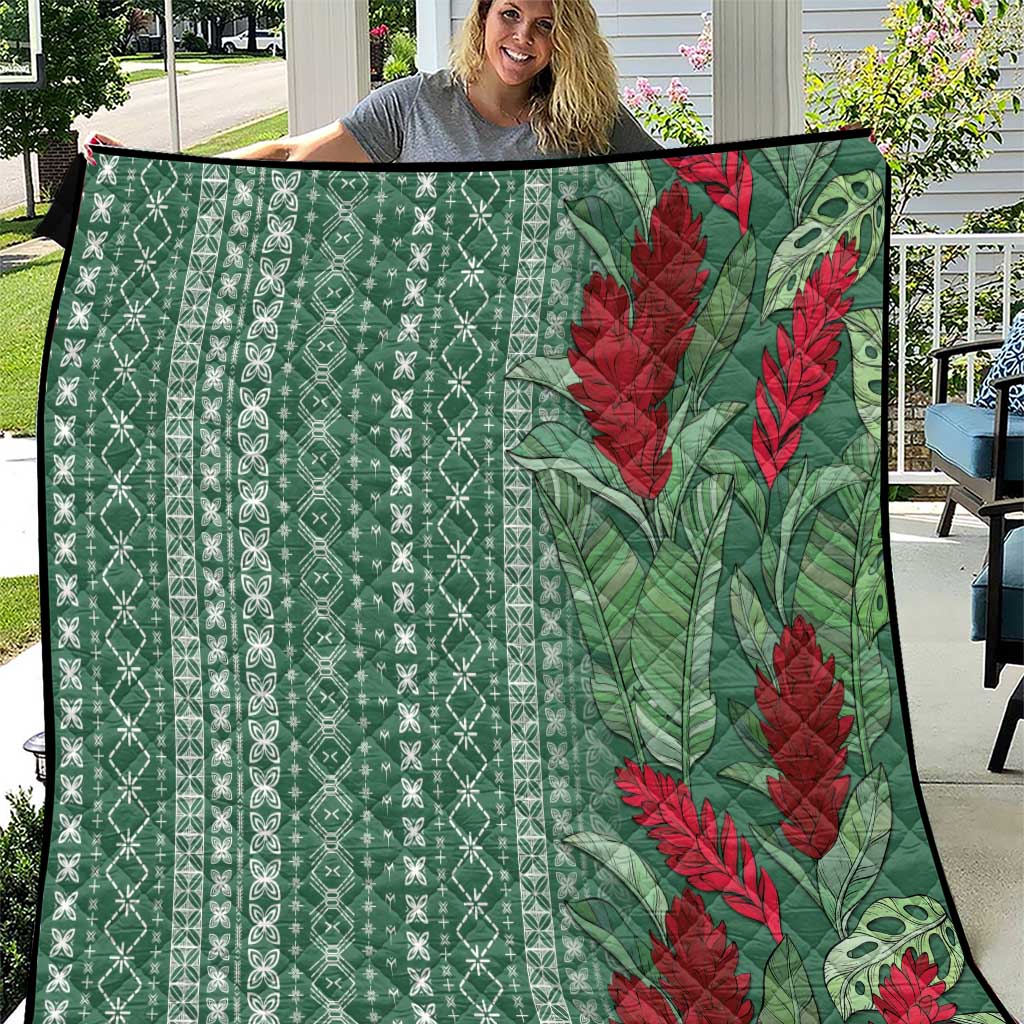 Women's Day Samoa Malu Tattoo Inspired Mix Teuila Quilt Sage Green