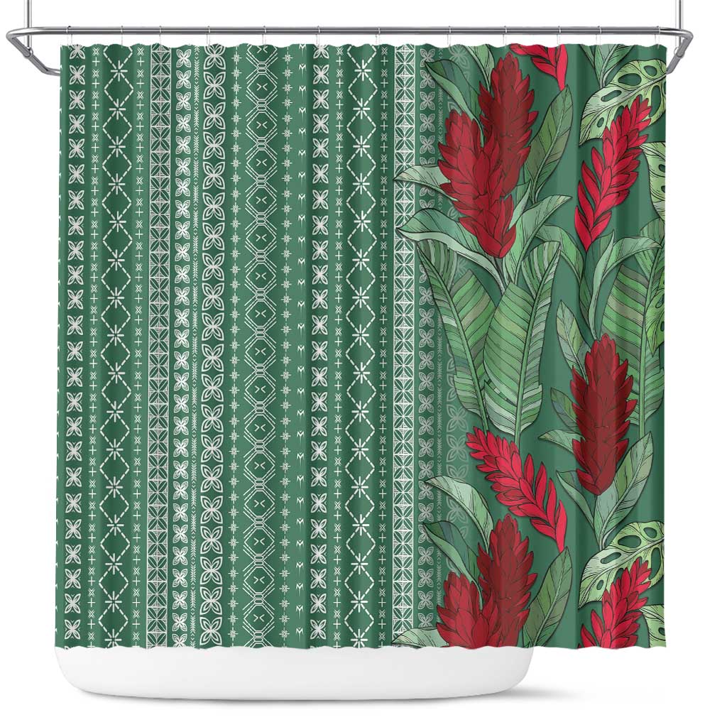 Women's Day Samoa Malu Tattoo Inspired Mix Teuila Shower Curtain Sage Green