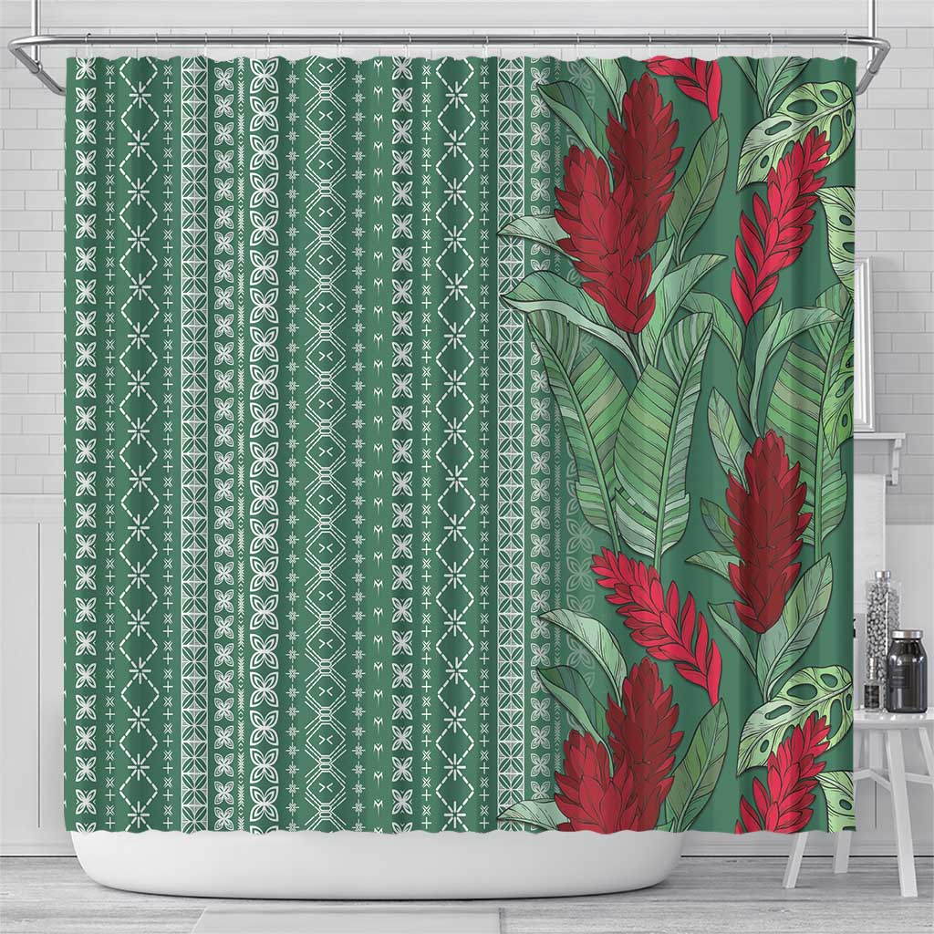 Women's Day Samoa Malu Tattoo Inspired Mix Teuila Shower Curtain Sage Green