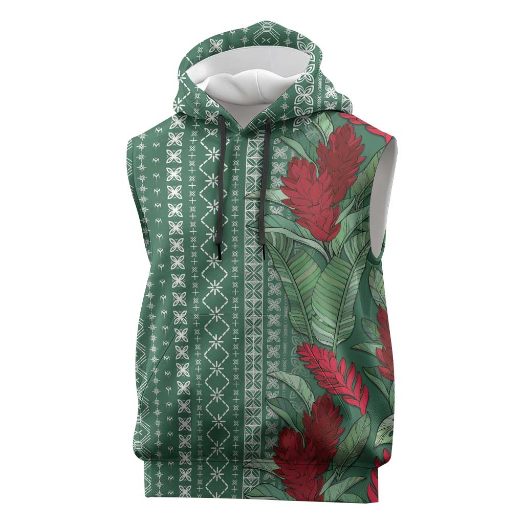 Women's Day Samoa Malu Tattoo Inspired Mix Teuila Sleeveless Hoodie Sage Green