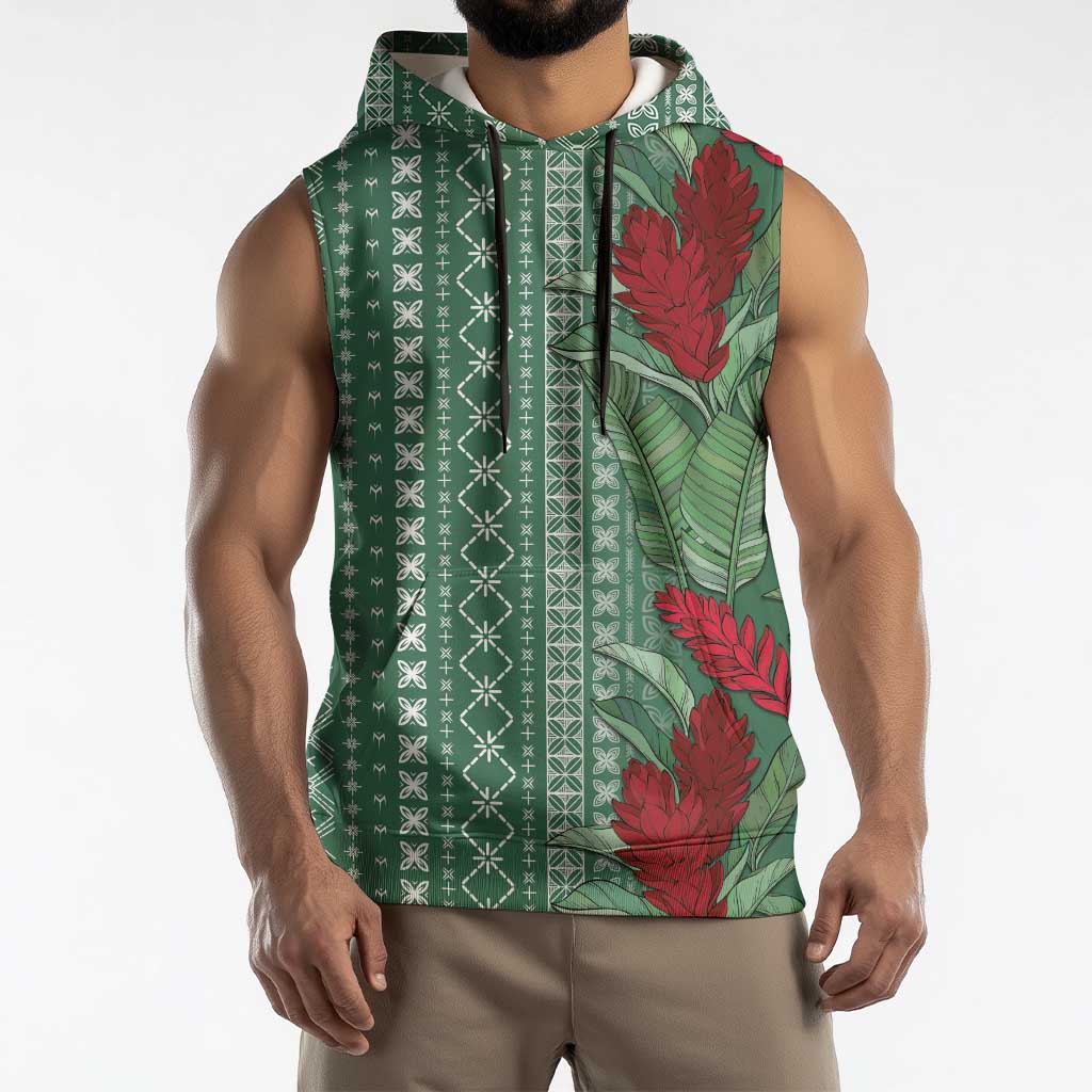 Women's Day Samoa Malu Tattoo Inspired Mix Teuila Sleeveless Hoodie Sage Green