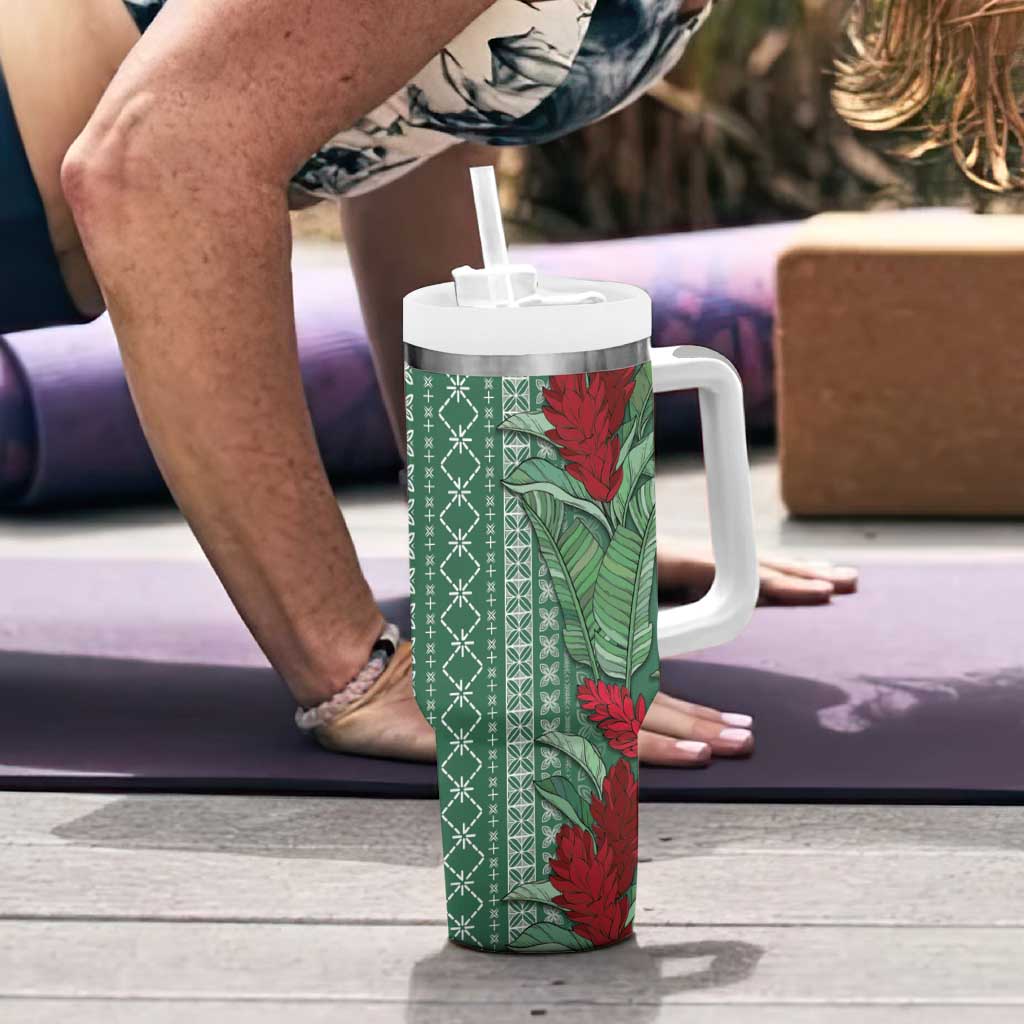Women's Day Samoa Malu Tattoo Inspired Mix Teuila Tumbler With Handle Sage Green
