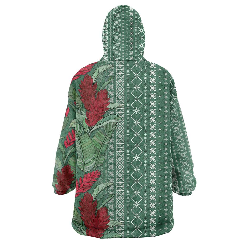 Women's Day Samoa Malu Tattoo Inspired Mix Teuila Wearable Blanket Hoodie Sage Green