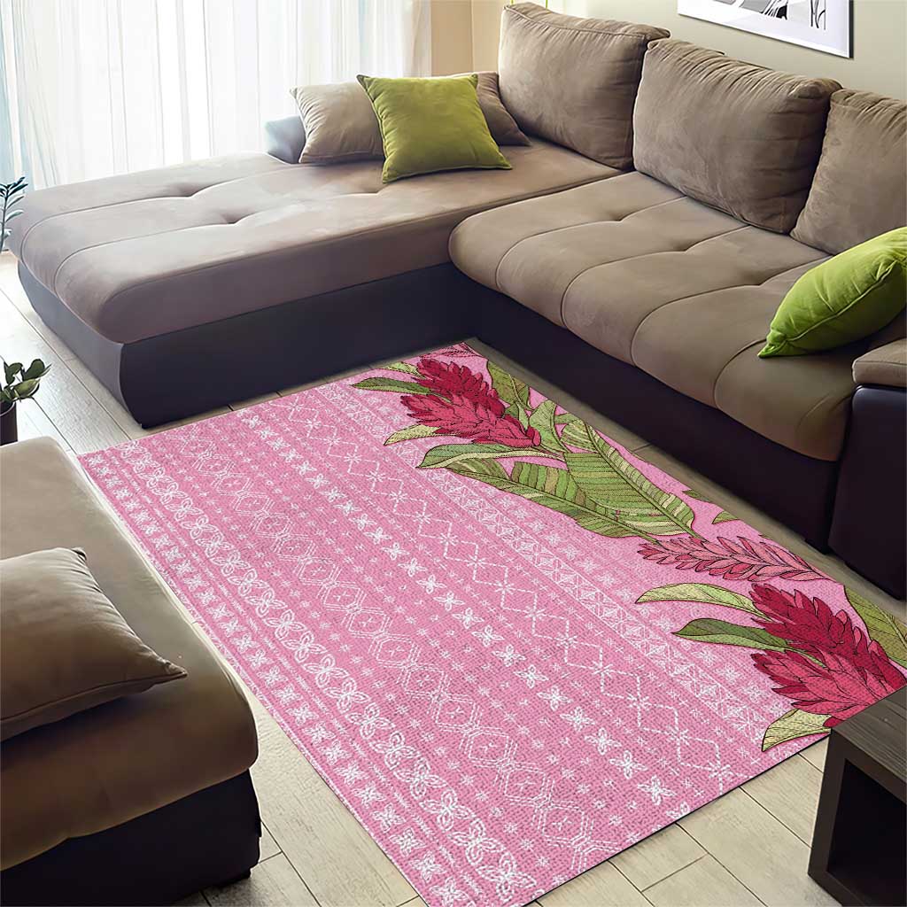 Women's Day Samoa Malu Tattoo Inspired Mix Teuila Area Rug Rose Pink