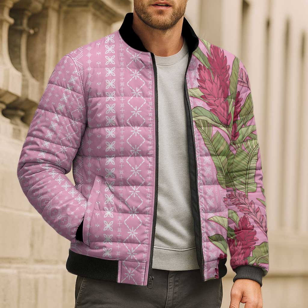 Women's Day Samoa Malu Tattoo Inspired Mix Teuila Bomber Puffer Jacket Rose Pink