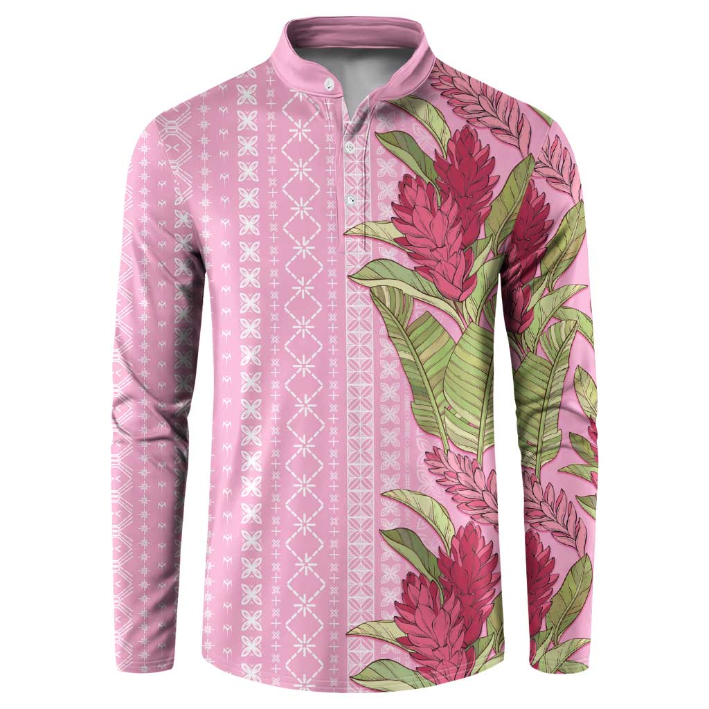 Women's Day Samoa Malu Tattoo Inspired Mix Teuila Button Sweatshirt Rose Pink