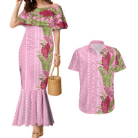 Women's Day Samoa Malu Tattoo Inspired Mix Teuila Couples Matching Mermaid Dress and Hawaiian Shirt Rose Pink LT7 Rose Pink - Polynesian Pride