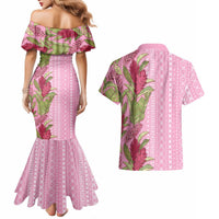 Women's Day Samoa Malu Tattoo Inspired Mix Teuila Couples Matching Mermaid Dress and Hawaiian Shirt Rose Pink LT7 - Polynesian Pride