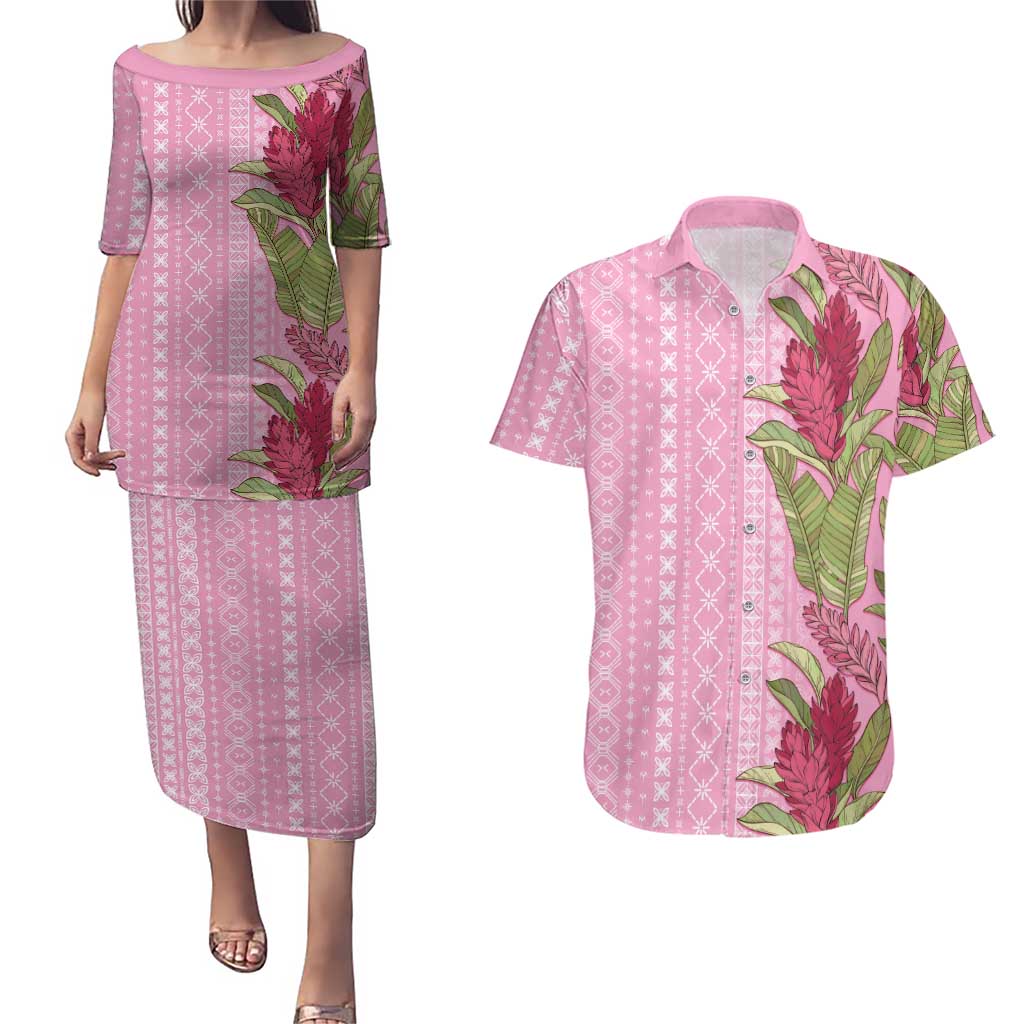 Women's Day Samoa Malu Tattoo Inspired Mix Teuila Couples Matching Puletasi and Hawaiian Shirt Rose Pink
