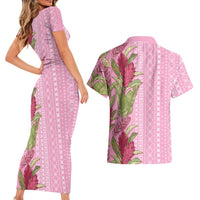 Women's Day Samoa Malu Tattoo Inspired Mix Teuila Couples Matching Short Sleeve Bodycon Dress and Hawaiian Shirt Rose Pink LT7 - Polynesian Pride
