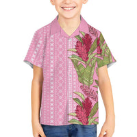Women's Day Samoa Malu Tattoo Inspired Mix Teuila Family Matching Long Sleeve Bodycon Dress and Hawaiian Shirt Rose Pink LT7 Son's Shirt Rose Pink - Polynesian Pride