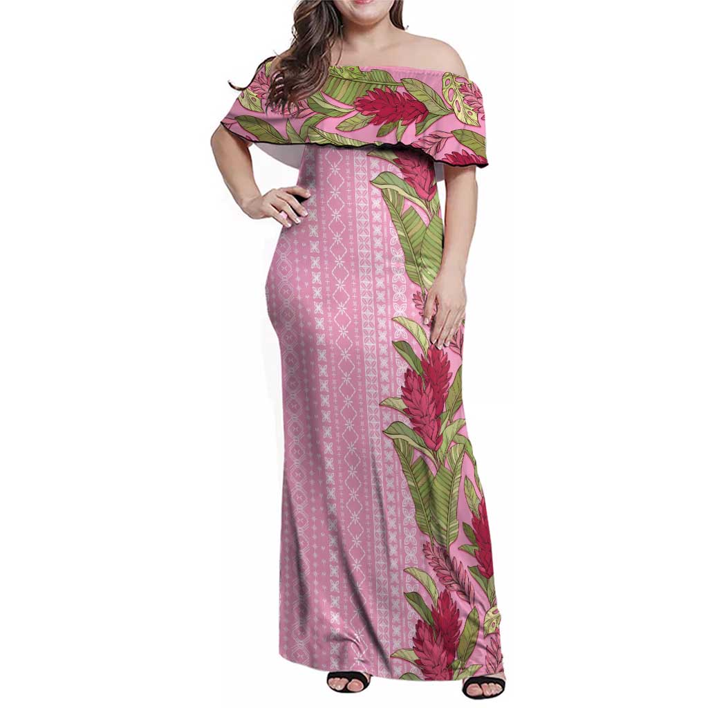 Women's Day Samoa Malu Tattoo Inspired Mix Teuila Family Matching Off Shoulder Maxi Dress and Hawaiian Shirt Rose Pink
