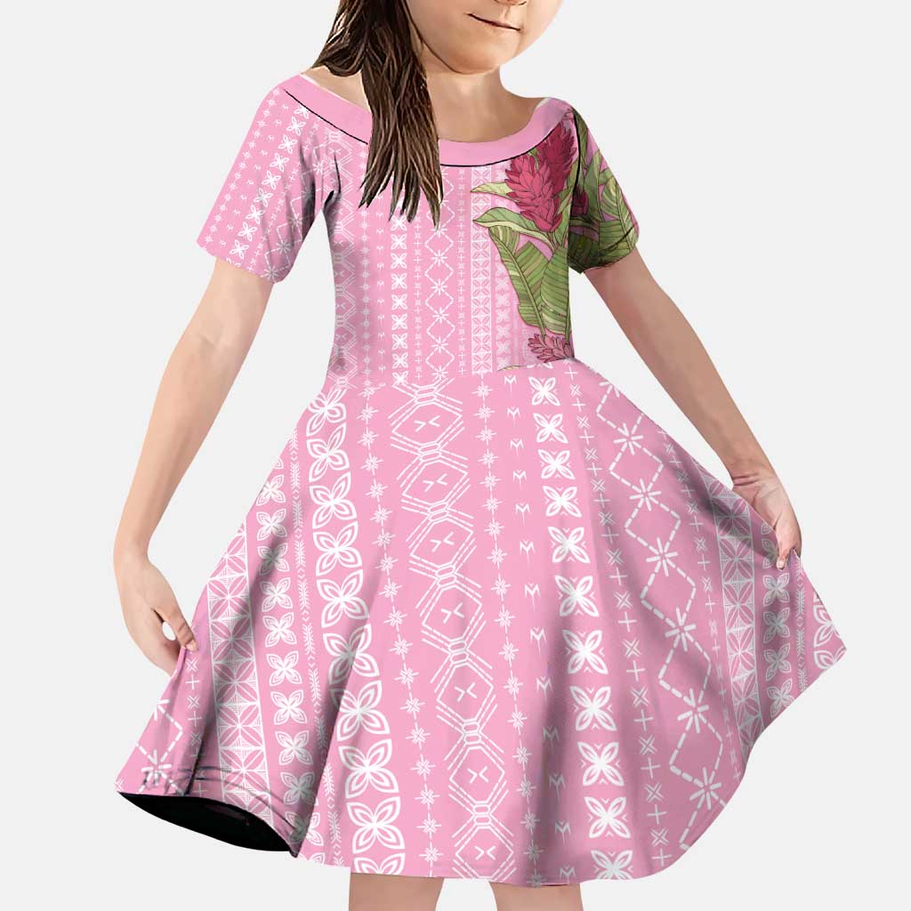Women's Day Samoa Malu Tattoo Inspired Mix Teuila Family Matching Summer Maxi Dress and Hawaiian Shirt Rose Pink LT7 Daughter's Dress Rose Pink - Polynesian Pride