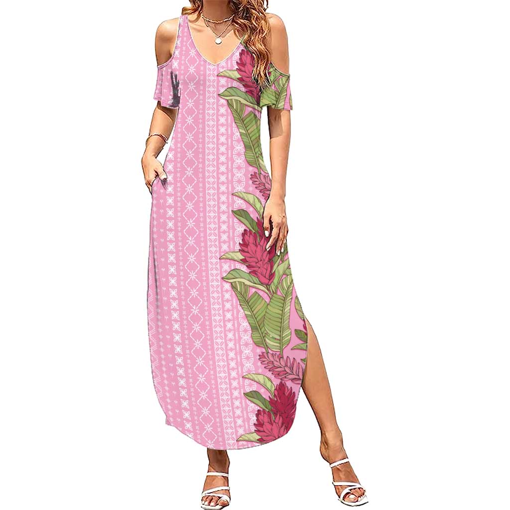 Women's Day Samoa Malu Tattoo Inspired Mix Teuila Family Matching Summer Maxi Dress and Hawaiian Shirt Rose Pink LT7 Mom's Dress Rose Pink - Polynesian Pride