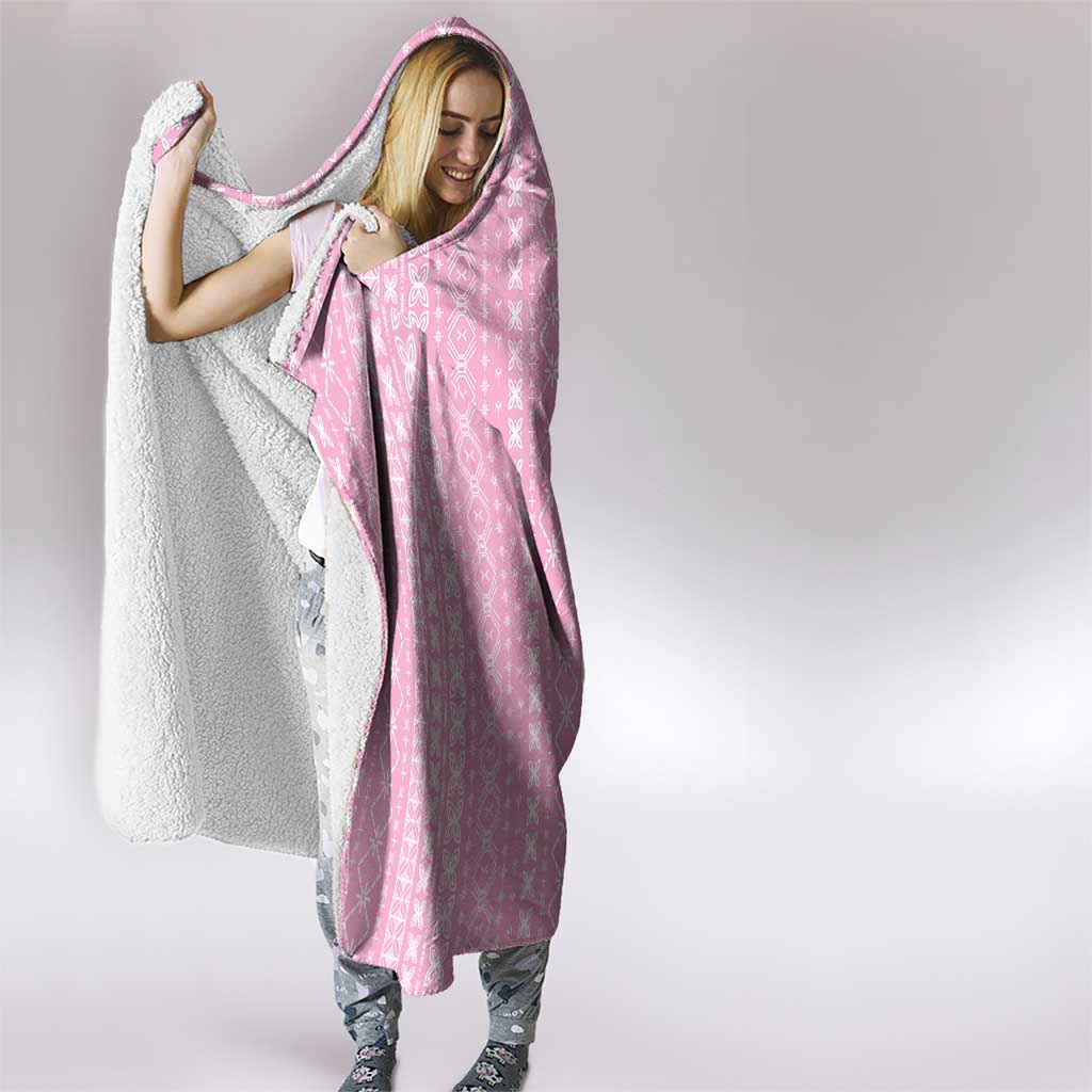 Women's Day Samoa Malu Tattoo Inspired Mix Teuila Hooded Blanket Rose Pink