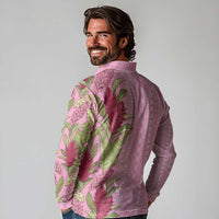 Women's Day Samoa Malu Tattoo Inspired Mix Teuila Long Sleeve Polo Shirt Rose Pink