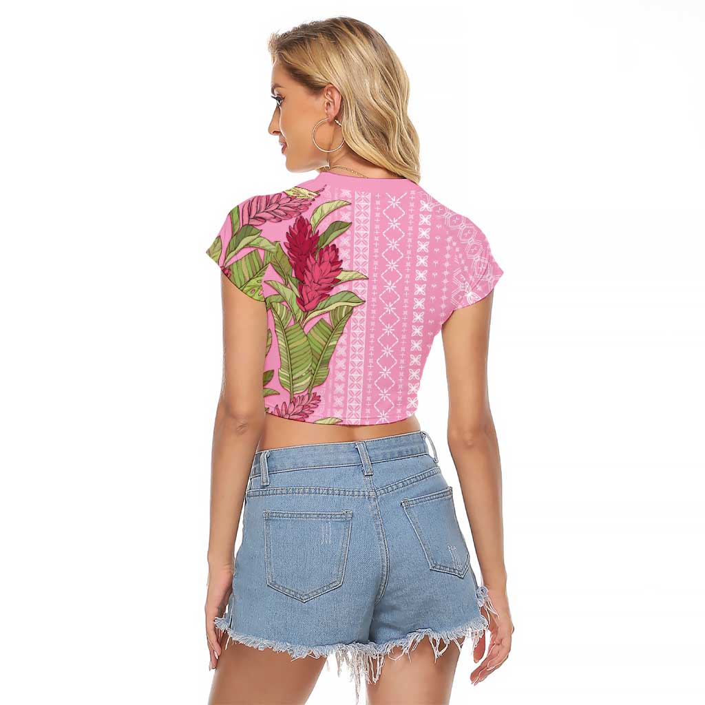 Women's Day Samoa Malu Tattoo Inspired Mix Teuila Raglan Cropped T Shirt Rose Pink