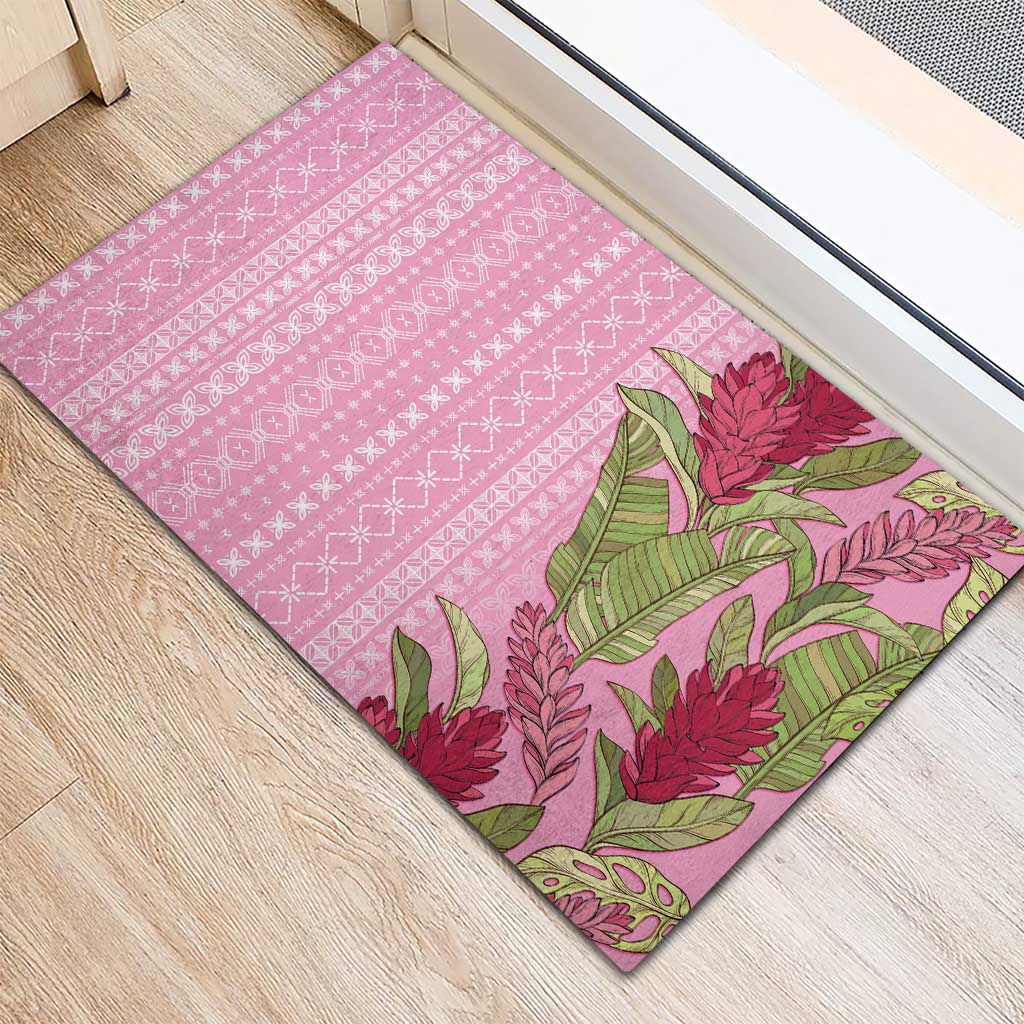 Women's Day Samoa Malu Tattoo Inspired Mix Teuila Rubber Doormat Rose Pink
