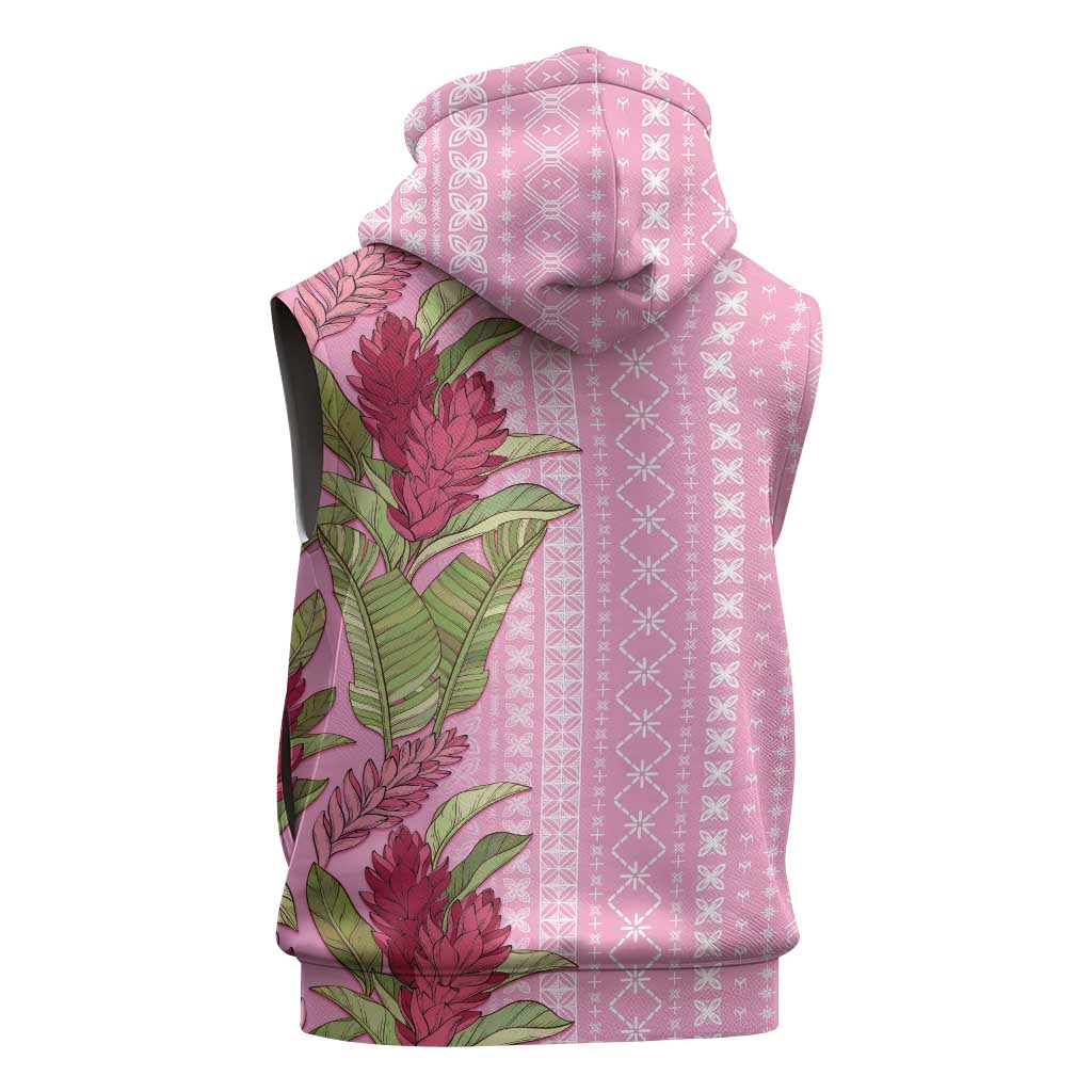 Women's Day Samoa Malu Tattoo Inspired Mix Teuila Sleeveless Zip Hoodie Rose Pink