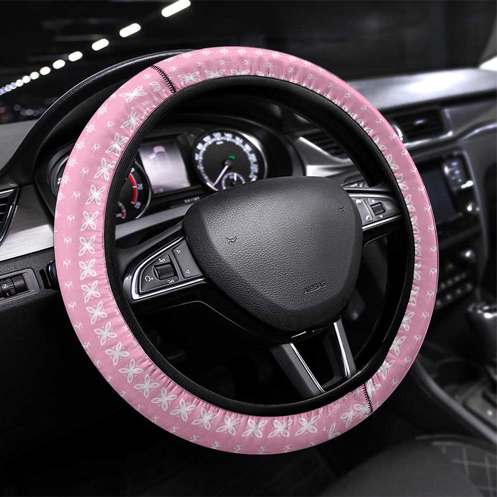Women's Day Samoa Malu Tattoo Inspired Mix Teuila Steering Wheel Cover Rose Pink