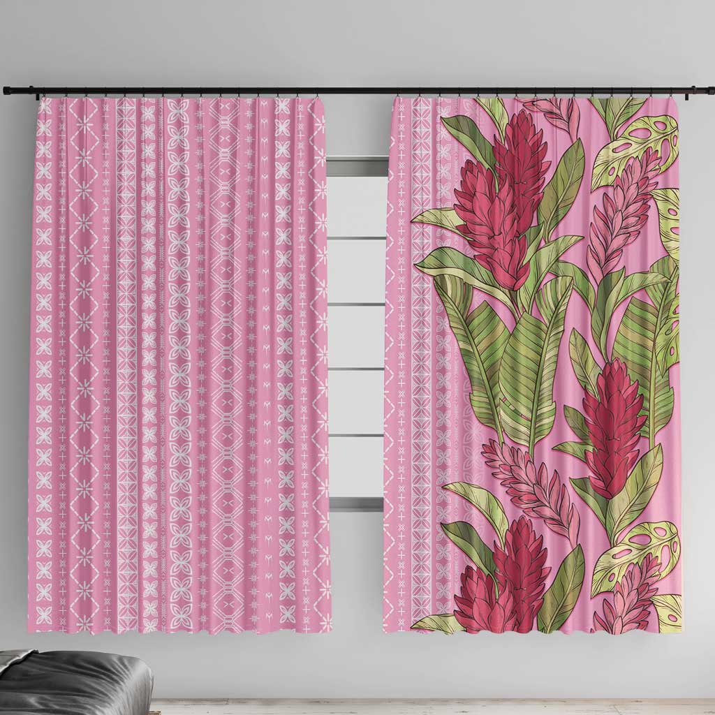 Women's Day Samoa Malu Tattoo Inspired Mix Teuila Window Curtain Rose Pink