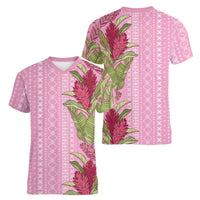 Women's Day Samoa Malu Tattoo Inspired Mix Teuila Women V-Neck T-Shirt Rose Pink