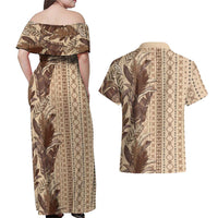 Women's Day Samoa Malu Tattoo Inspired Mix Teuila Couples Matching Off Shoulder Maxi Dress and Hawaiian Shirt Vintage Tapa LT7 - Polynesian Pride