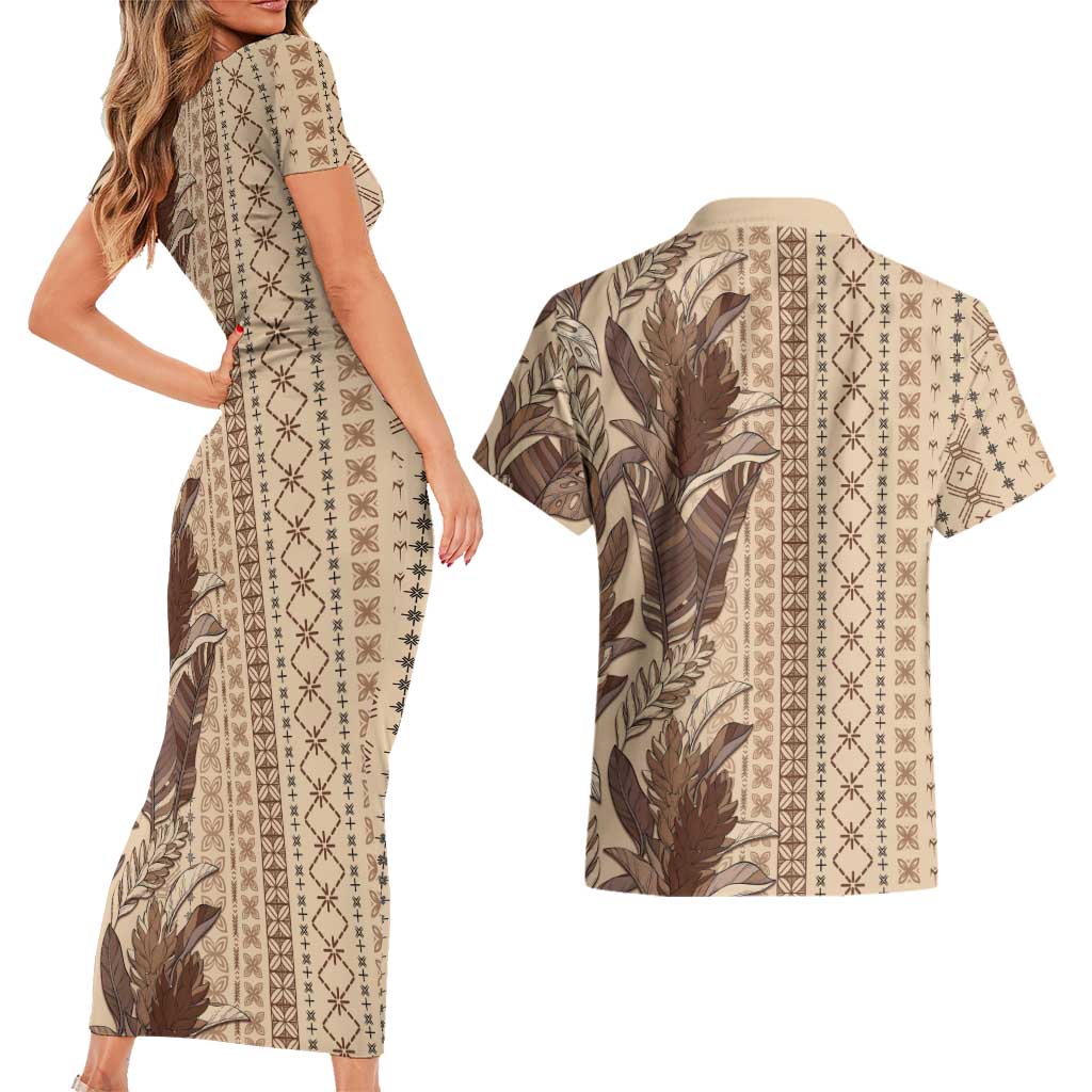 Women's Day Samoa Malu Tattoo Inspired Mix Teuila Couples Matching Short Sleeve Bodycon Dress and Hawaiian Shirt Vintage Tapa LT7 - Polynesian Pride