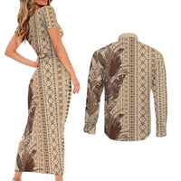 Women's Day Samoa Malu Tattoo Inspired Mix Teuila Couples Matching Short Sleeve Bodycon Dress and Long Sleeve Button Shirt Vintage Tapa LT7 - Polynesian Pride