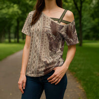 Women's Day Samoa Malu Tattoo Inspired Mix Teuila Cross Shoulder Shirt Vintage Tapa