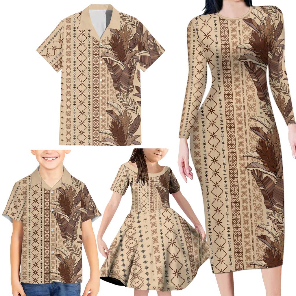 Women's Day Samoa Malu Tattoo Inspired Mix Teuila Family Matching Long Sleeve Bodycon Dress and Hawaiian Shirt Vintage Tapa