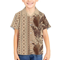 Women's Day Samoa Malu Tattoo Inspired Mix Teuila Family Matching Off Shoulder Maxi Dress and Hawaiian Shirt Vintage Tapa LT7 Son's Shirt Beige - Polynesian Pride