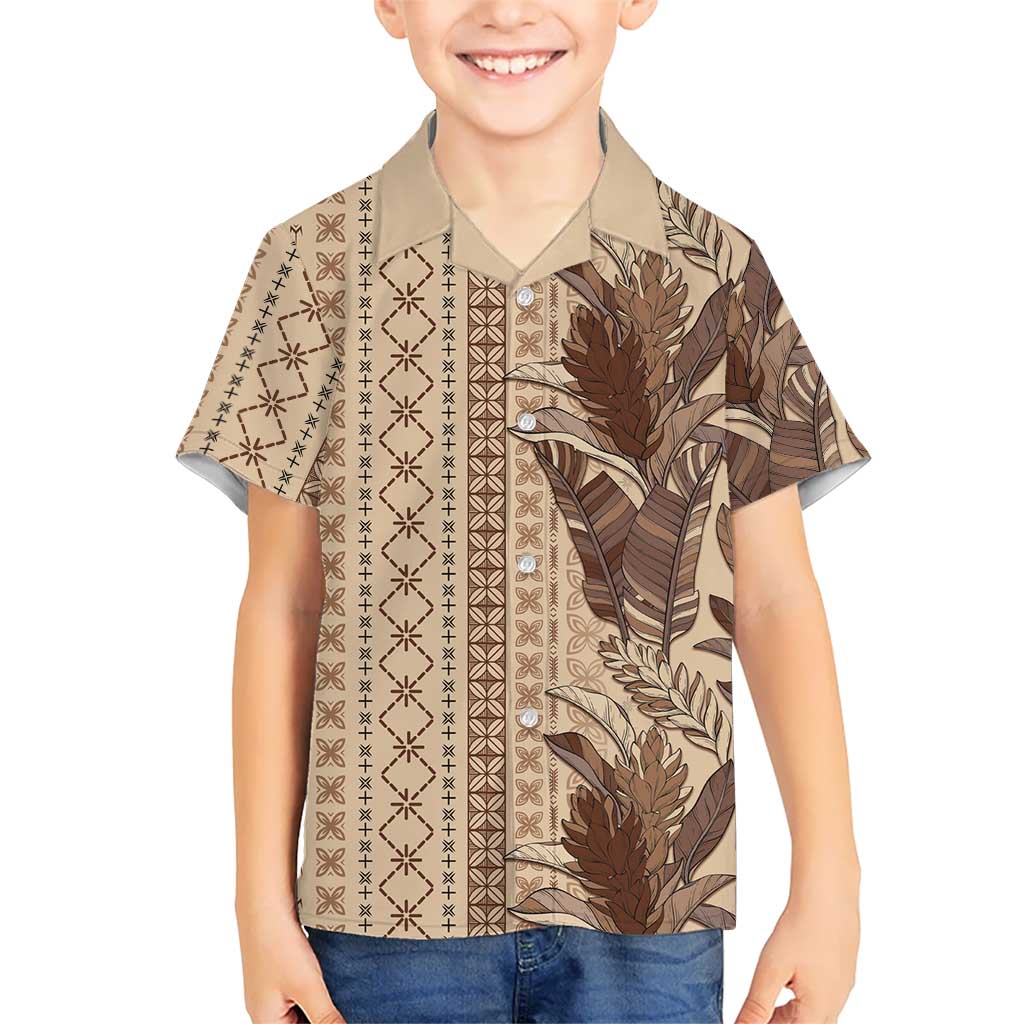 Women's Day Samoa Malu Tattoo Inspired Mix Teuila Family Matching Puletasi and Hawaiian Shirt Vintage Tapa LT7 Son's Shirt Beige - Polynesian Pride