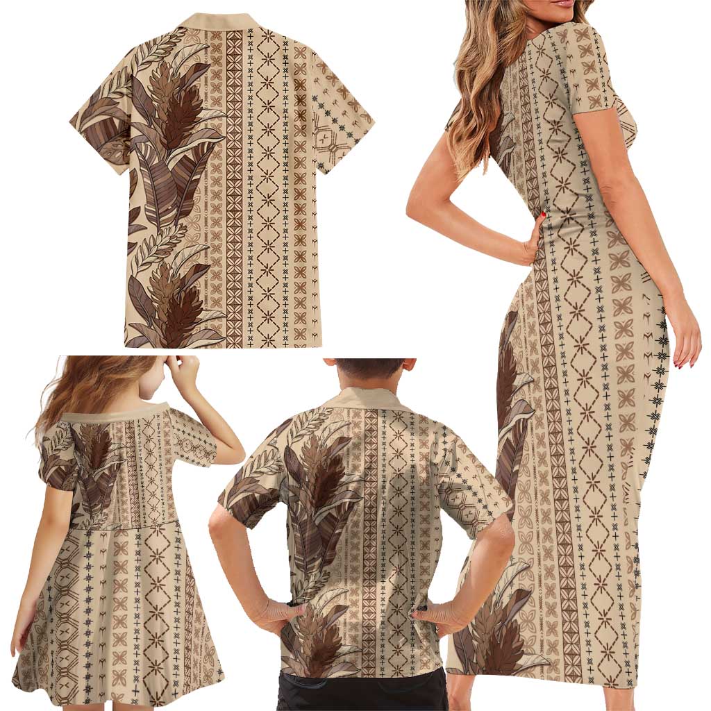 Women's Day Samoa Malu Tattoo Inspired Mix Teuila Family Matching Short Sleeve Bodycon Dress and Hawaiian Shirt Vintage Tapa LT7 - Polynesian Pride