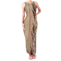 Women's Day Samoa Malu Tattoo Inspired Mix Teuila Family Matching Tank Maxi Dress and Hawaiian Shirt Vintage Tapa LT7 Mom's Dress Beige - Polynesian Pride
