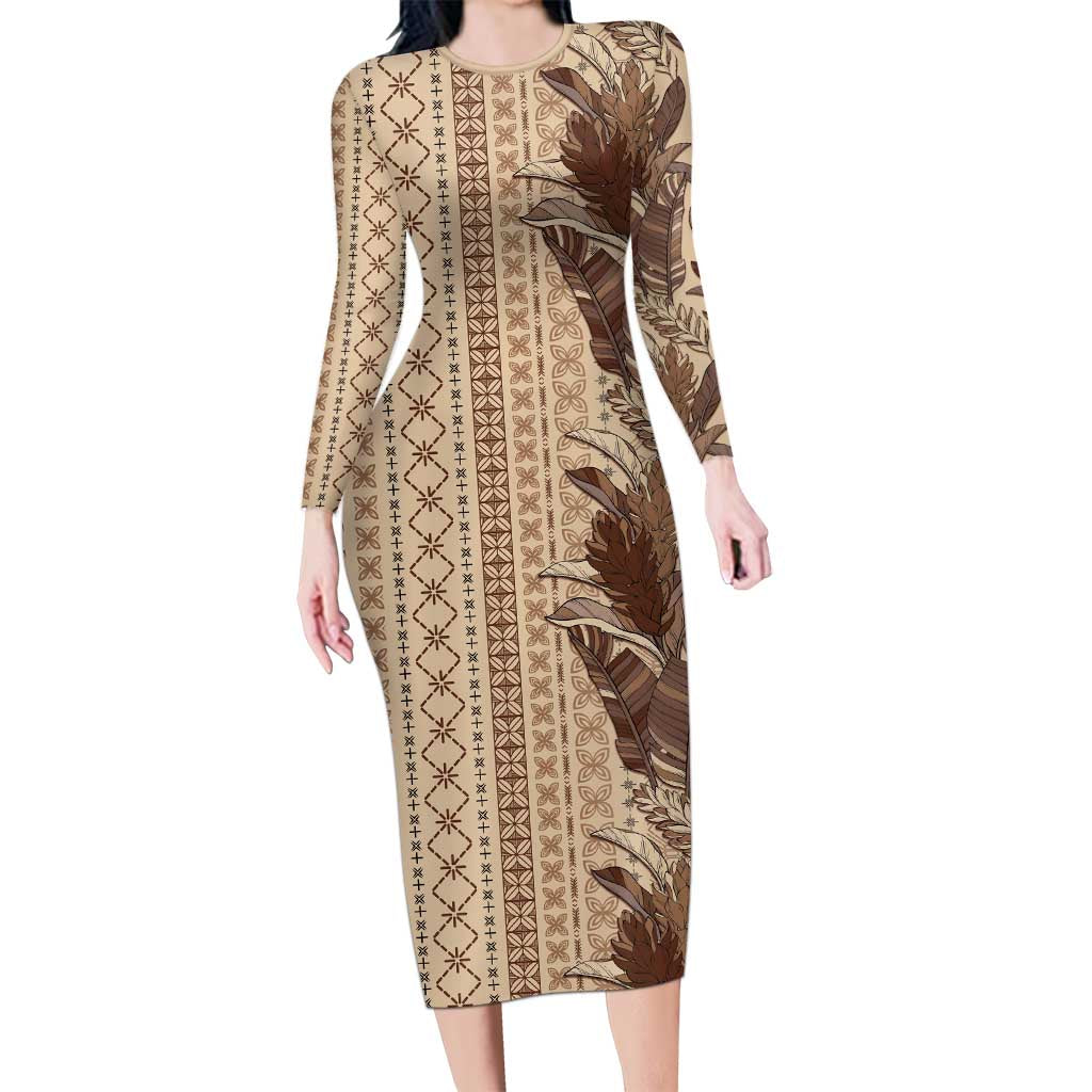 Women's Day Samoa Malu Tattoo Inspired Mix Teuila Long Sleeve Bodycon Dress Vintage Tapa