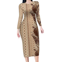 Women's Day Samoa Malu Tattoo Inspired Mix Teuila Long Sleeve Bodycon Dress Vintage Tapa