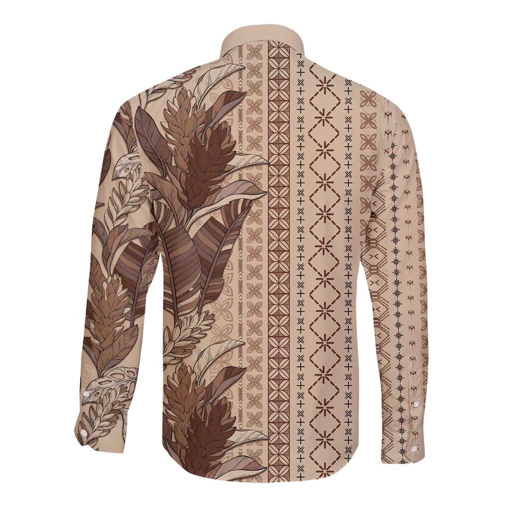 Women's Day Samoa Malu Tattoo Inspired Mix Teuila Long Sleeve Button Shirt Vintage Tapa