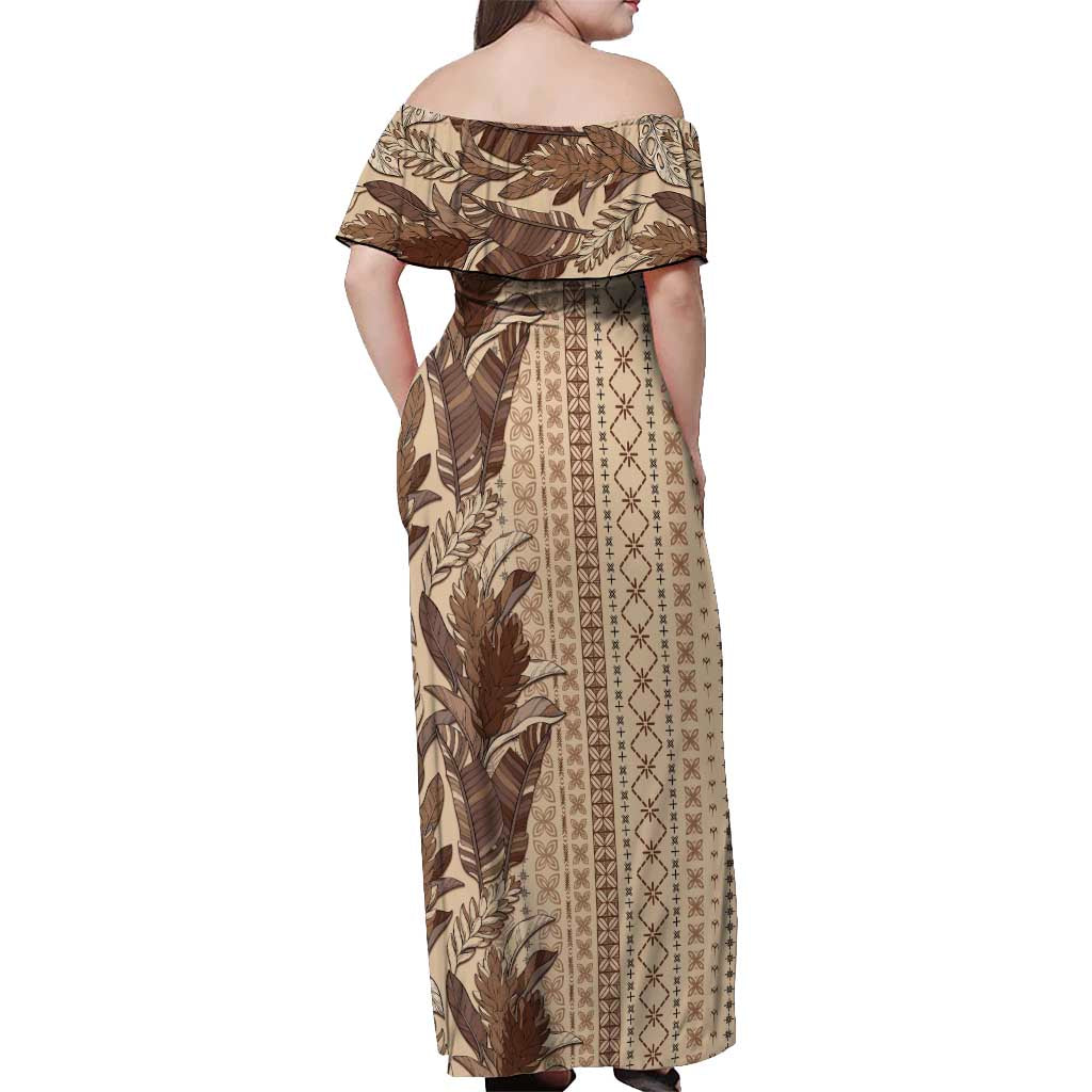Women's Day Samoa Malu Tattoo Inspired Mix Teuila Off Shoulder Maxi Dress Vintage Tapa