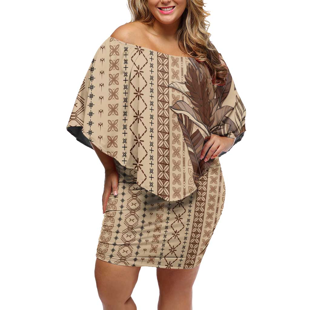 Women's Day Samoa Malu Tattoo Inspired Mix Teuila Off Shoulder Short Dress Vintage Tapa