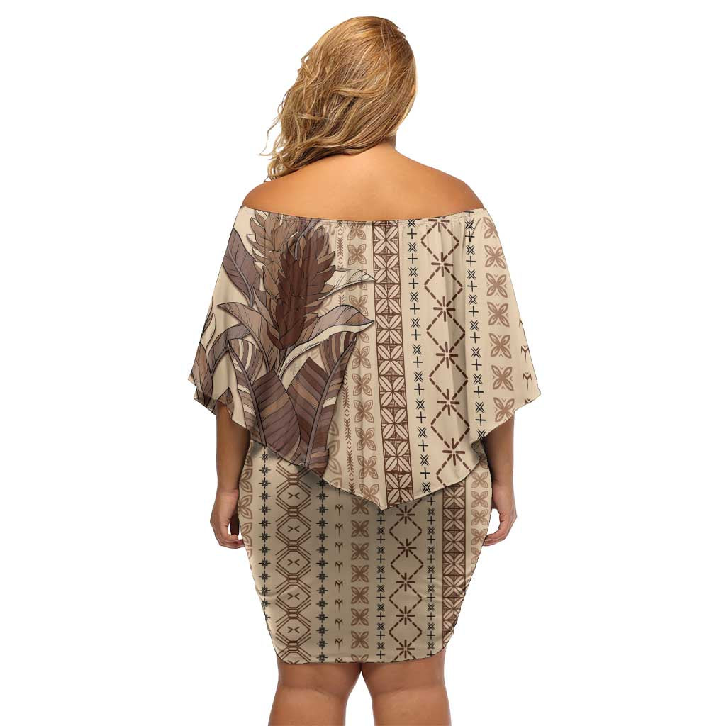 Women's Day Samoa Malu Tattoo Inspired Mix Teuila Off Shoulder Short Dress Vintage Tapa