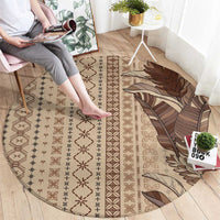 Women's Day Samoa Malu Tattoo Inspired Mix Teuila Round Carpet Vintage Tapa