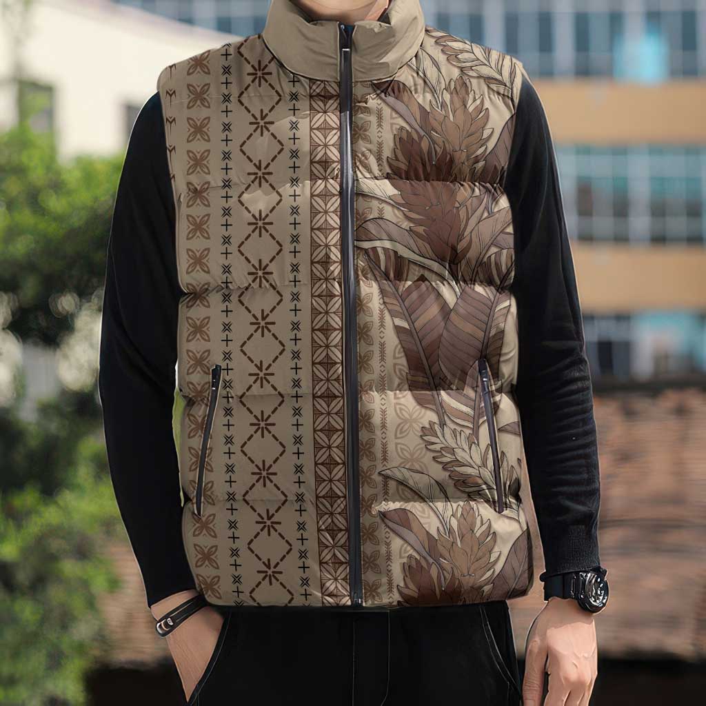 Women's Day Samoa Malu Tattoo Inspired Mix Teuila Sleeveless Puffer Jacket Vintage Tapa